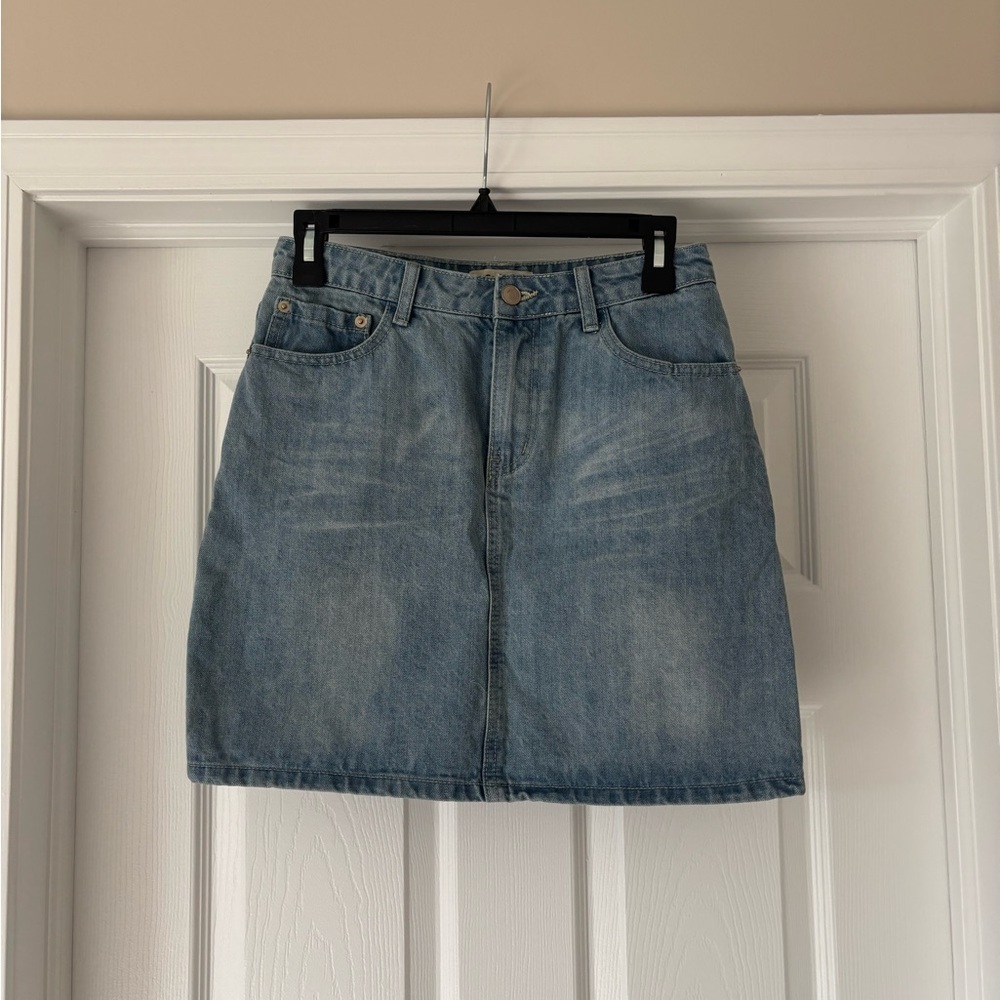Listicle Light Blue Denim Mini Skirt